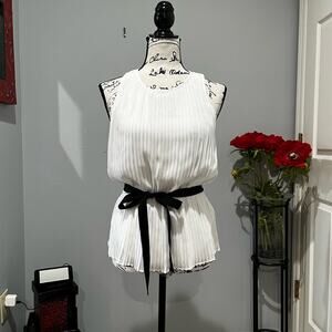 NEW Ann Taylor Belted Longline Sleeveless Pleated Peplum Layering Blouse 2P NWT